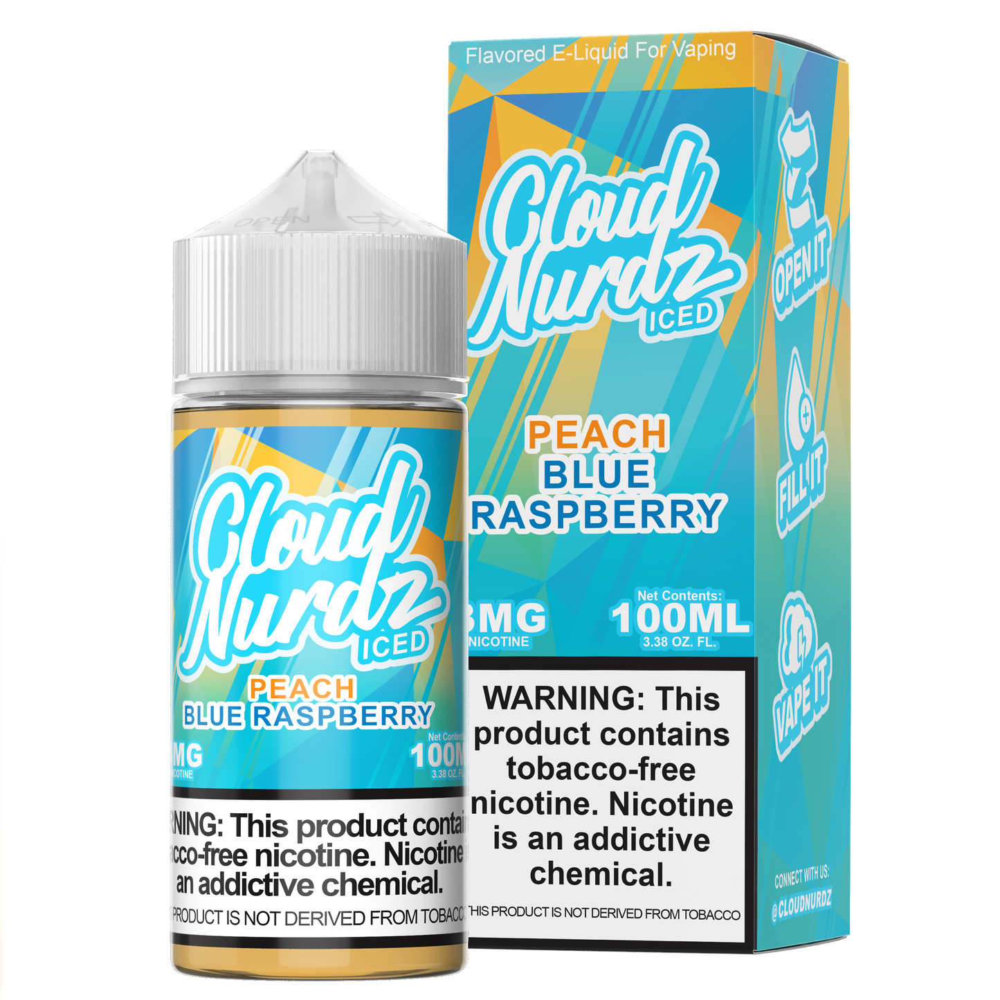 Peach Blue Razz Iced by Cloud Nurdz 100ML